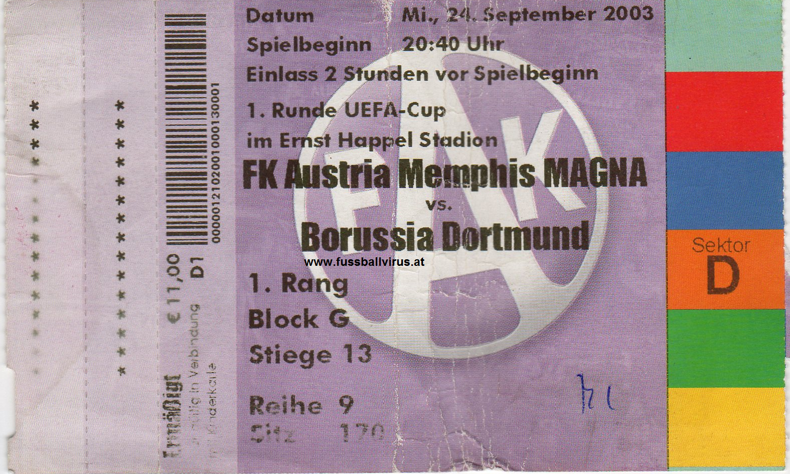 29.9. FK Austria Wien - Borussia Dortmund