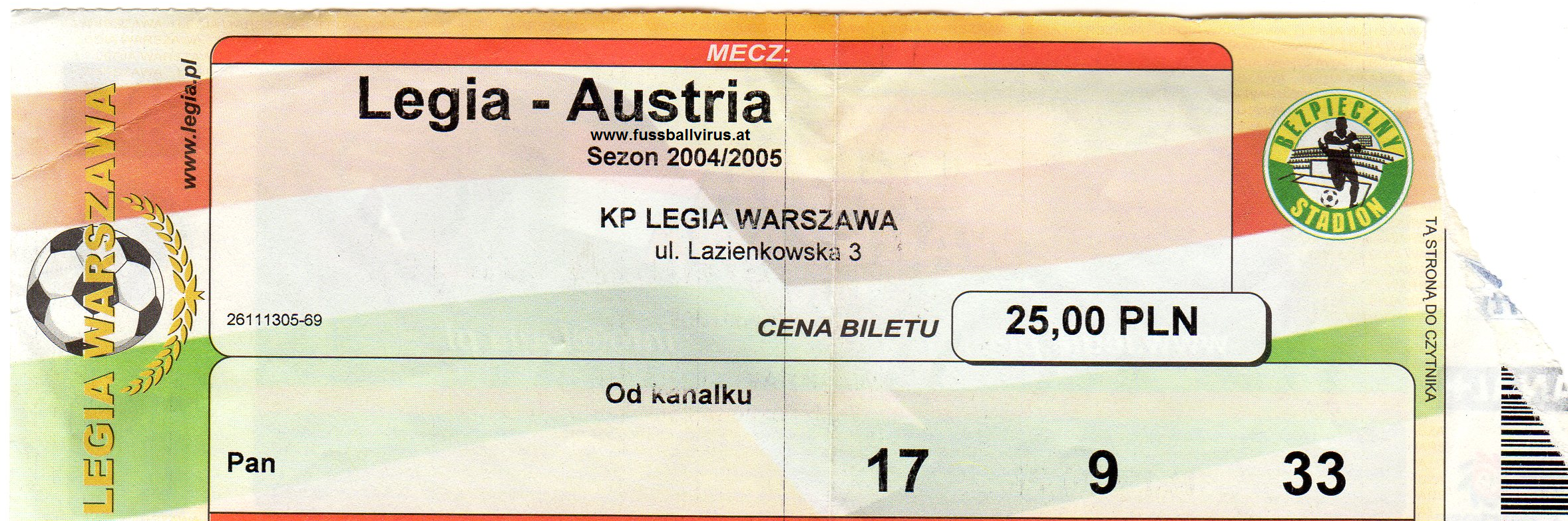 30.9. Legia Warschau - FK Austria Wien