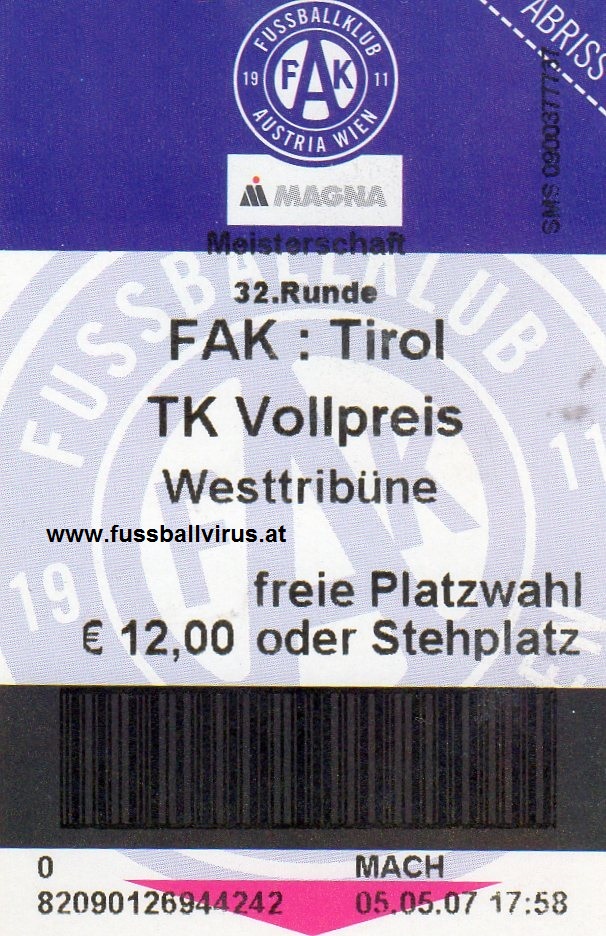5.5. FK Austria Wien - Wacker Innsbruck