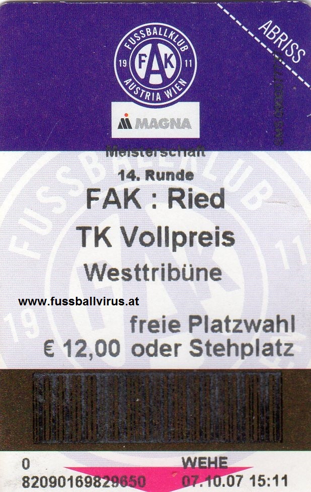 7.10. FK Austria Wien - SV Ried