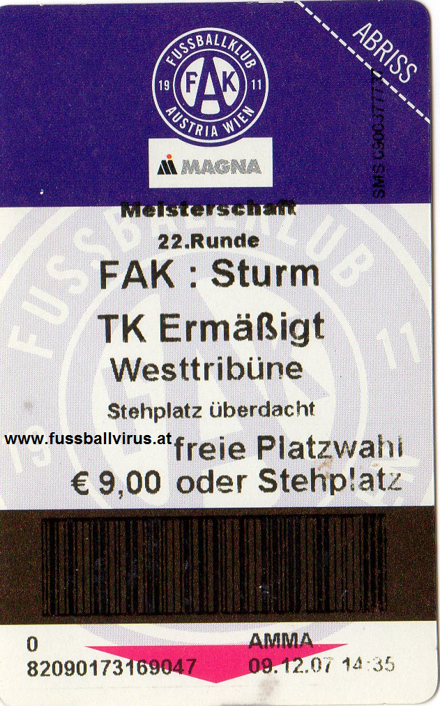 9.12. FK Austria Wien - SK Sturm