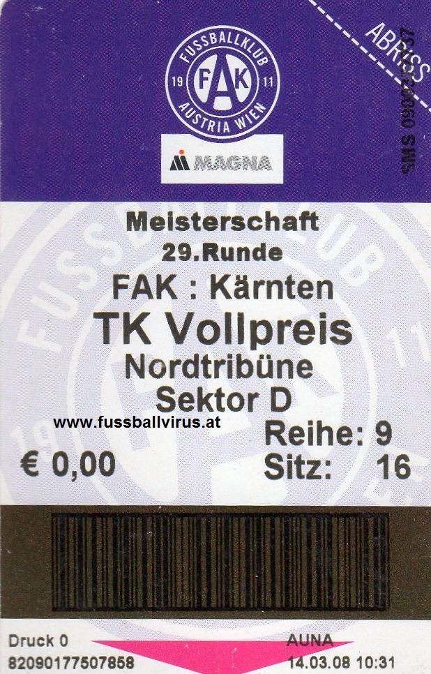 15.3. FK Austria Wien - Kärnten