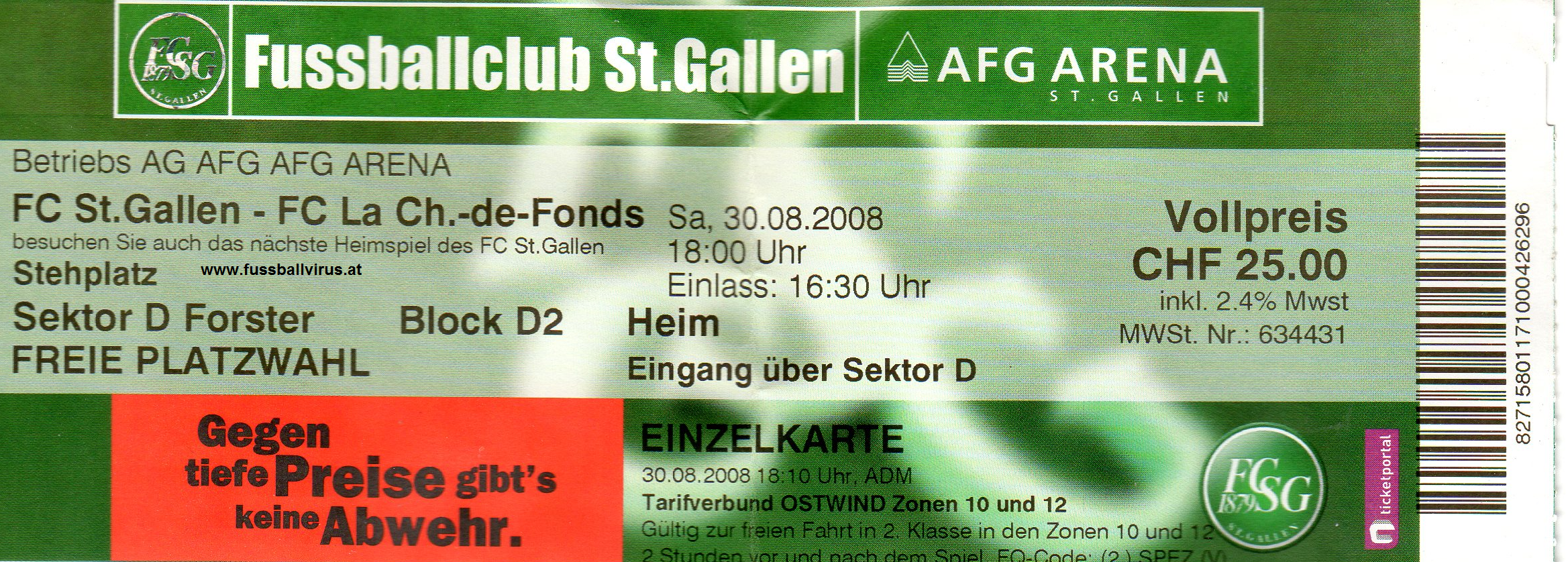 30.8. FC St. Gallen - FC la Ch.-de-Fonds