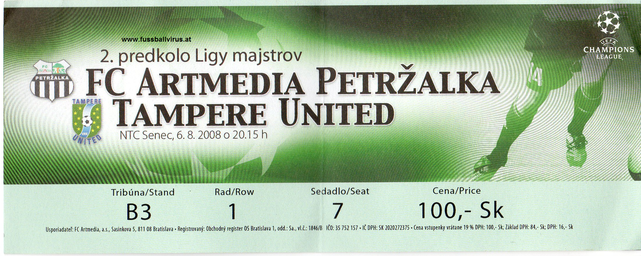 6.8. FC Petrzalke Bratislava - Tampere United