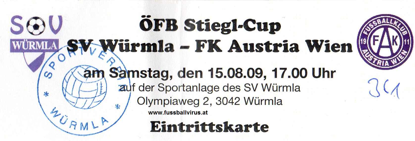 15.8. SV Würmla - FK Austria Wien