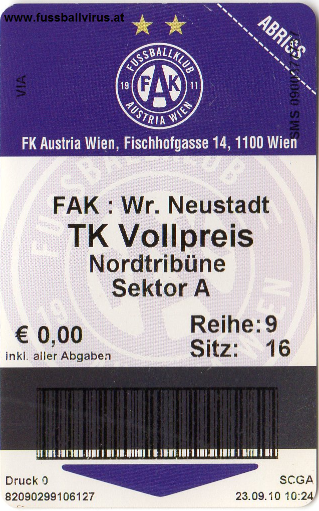 FK Austria Wien - SC Wr. Neustadt 3.10.