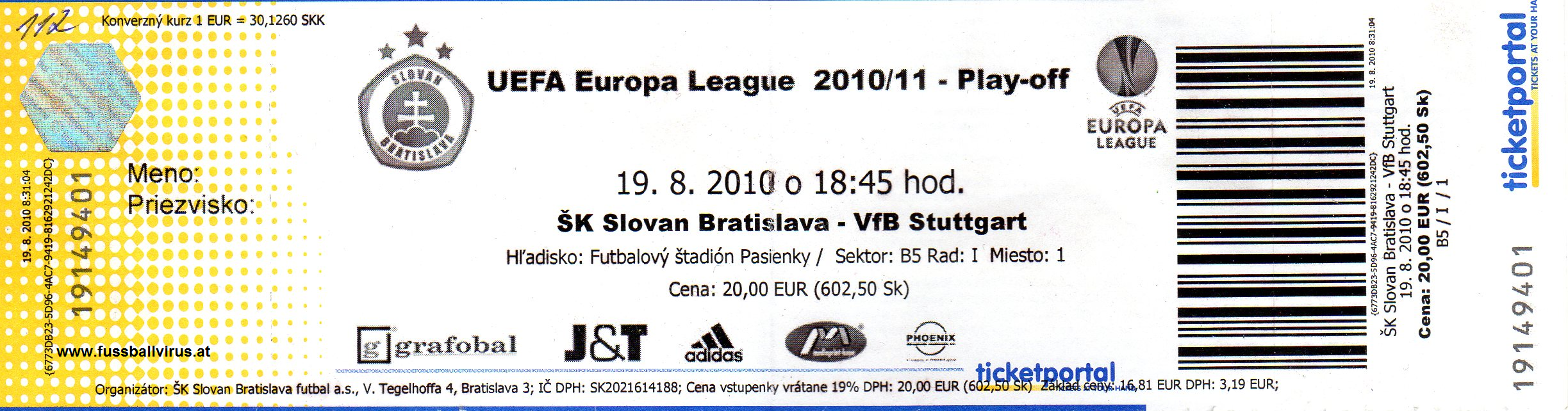 SK Slovan - VfB Stuttgart 19.8.