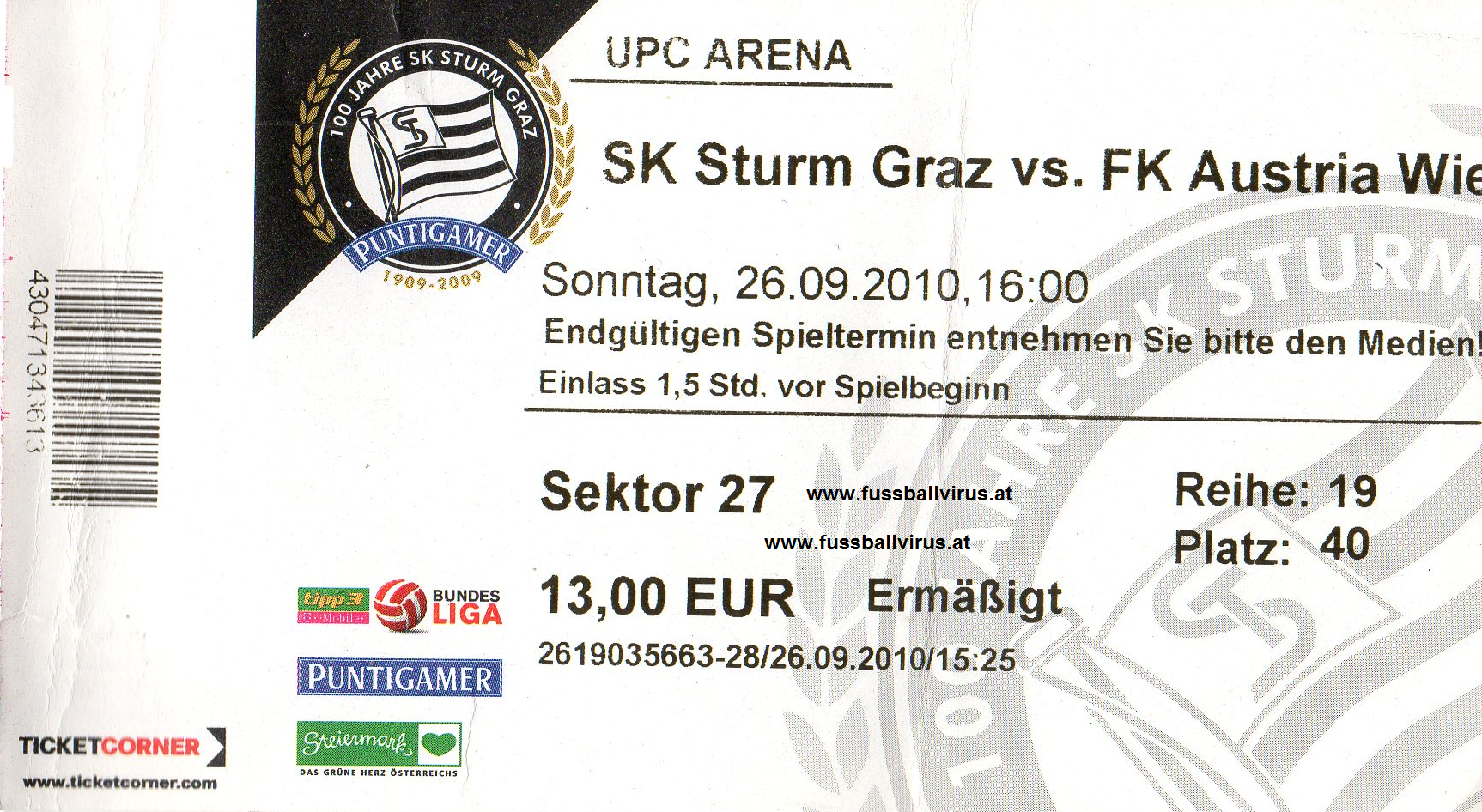 26.9. SK Sturm - FK Austria Wien